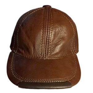 Guanianfei Cap Winter Brown‎ Faux Leather Adjustable Ballcap L Unisex SKUM017